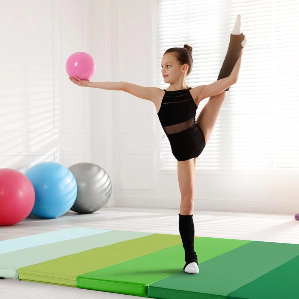 Tappetino da Ginnastica Pieghevole, Tappetino Portatile e Leggero con Maniglie, Tappetino per Yoga e Allenamenti per Stretching e Capriole da Casa e Palestra