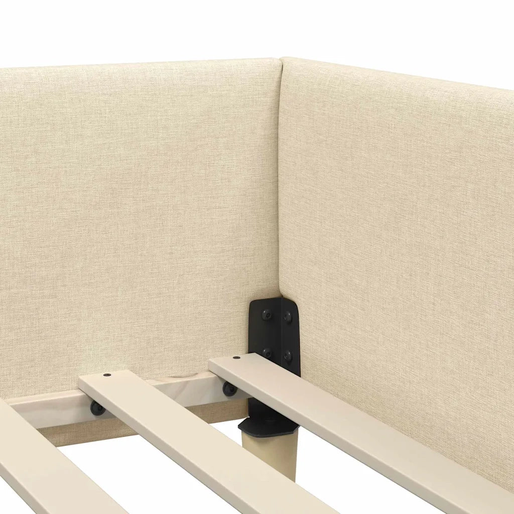 Cornice del letto ad angolo Crema 90 x 190 cm Tessuto 42016115