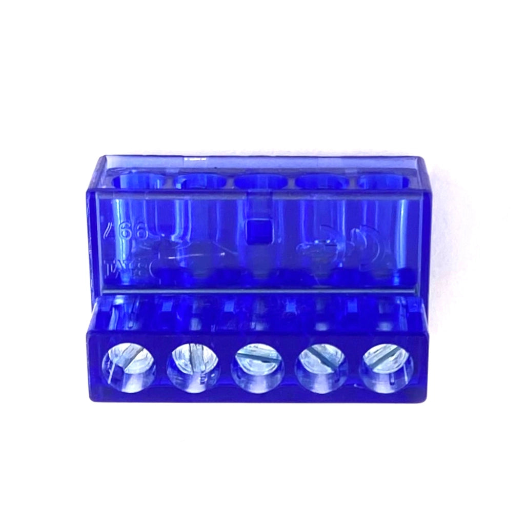 Morsetto derivatore 5 vie unipolare lamellare blu Aleyay