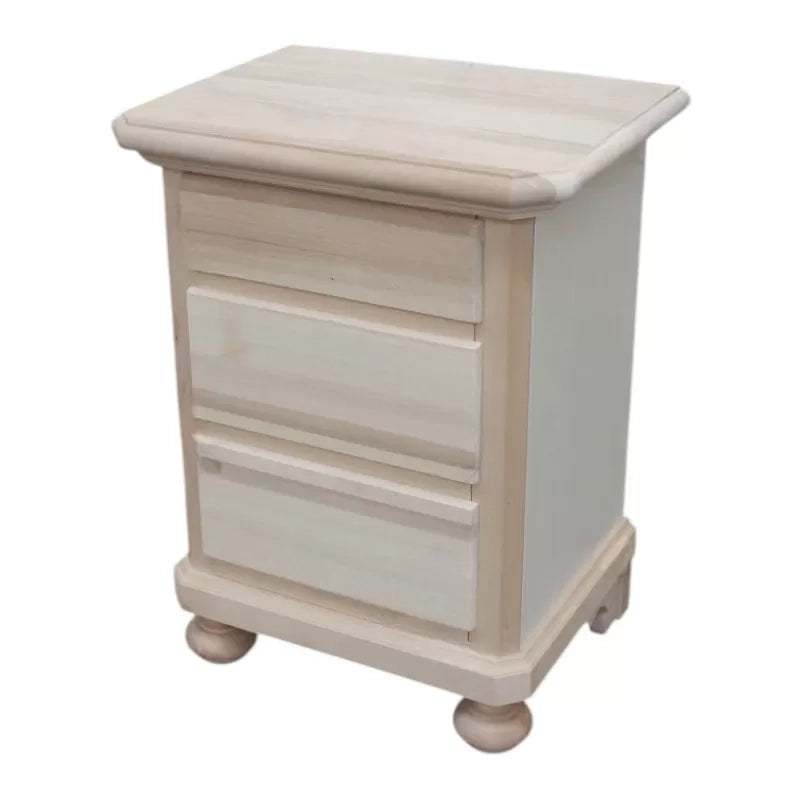 comodino classico 3 cassetti legno grezzo 50x38x66 (453) - Mobili 2G