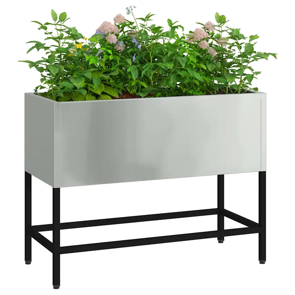 Fioriere | Cassetta per fiori | Vaso da Giardino Rialzato Argento 60 x 26 x 45 cm