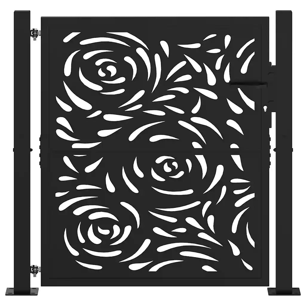 Cancello da giardino nero 100x100 cm in acciaio con design a fiamma 4100989