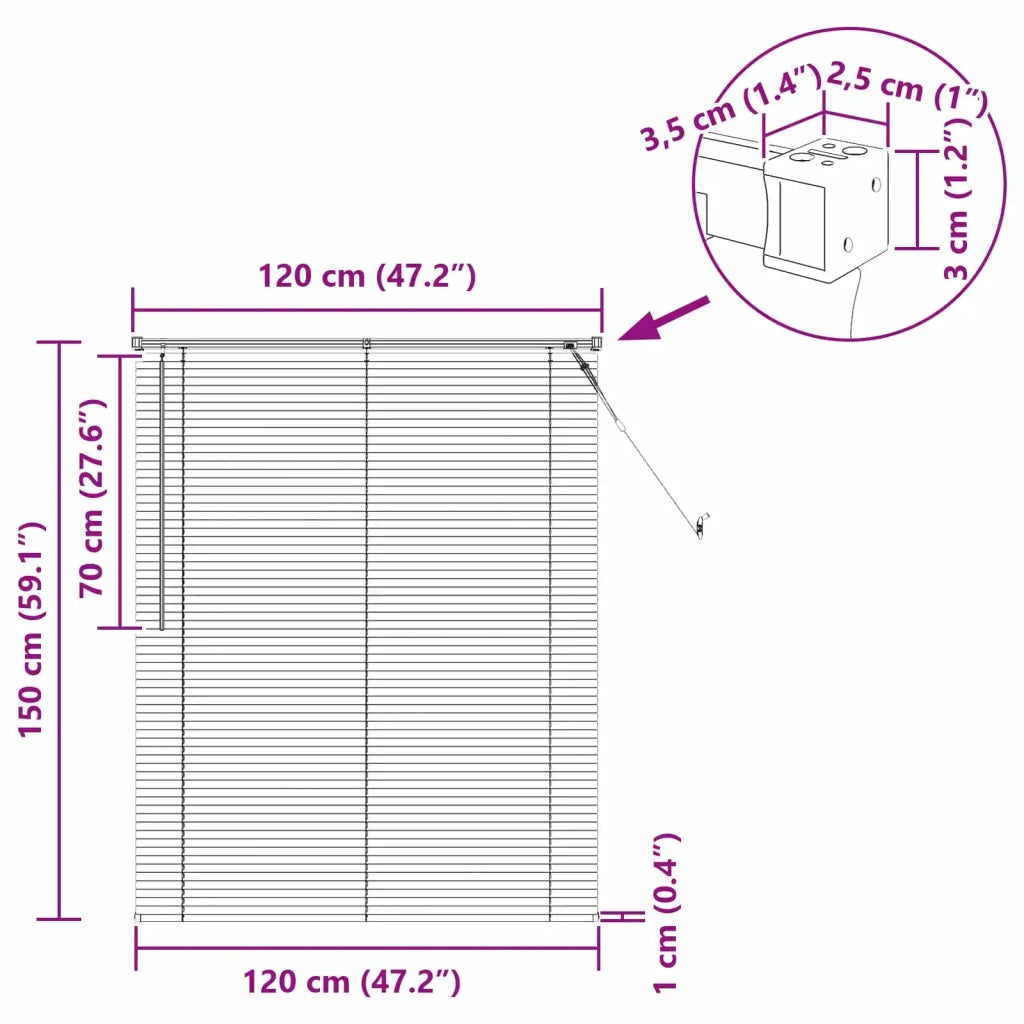Tenda Veneziana Marrone Scuro con Motivo 150 x 120 cm PVC 42003792
