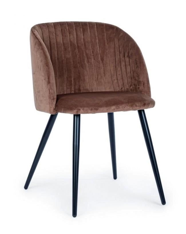 Set 2 Sedie 53x57x81,5 cm in Poliestere Effetto Velluto Ruggine