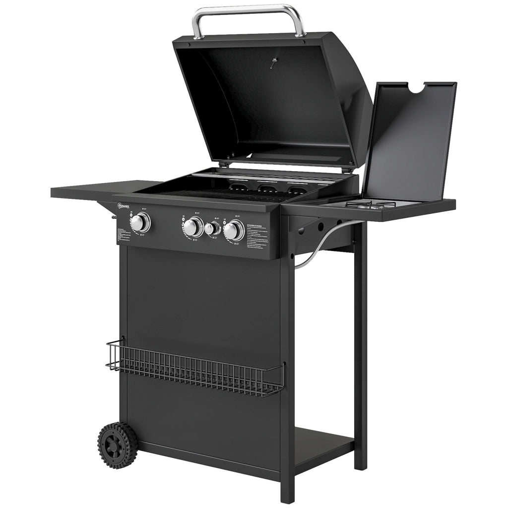 Barbecue a Gas con Bruciatori e Tavolino ¨C zephmum ¨C Nero