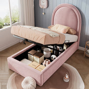 LETTO imbottito 90x200 cm rosa in velluto con materasso incluso