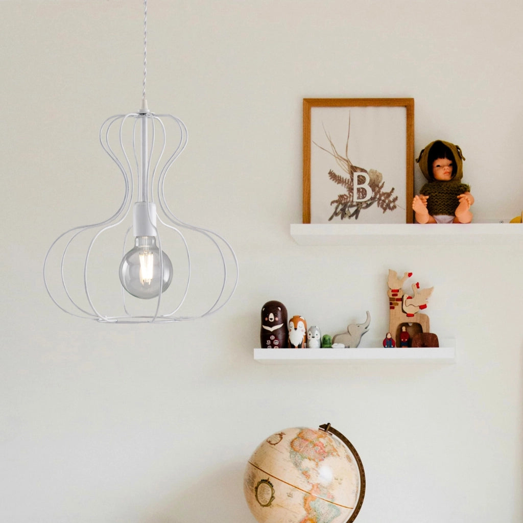 Sospensione Industrial Titty 1 Luce Ferro Laccato Bianco E Argento