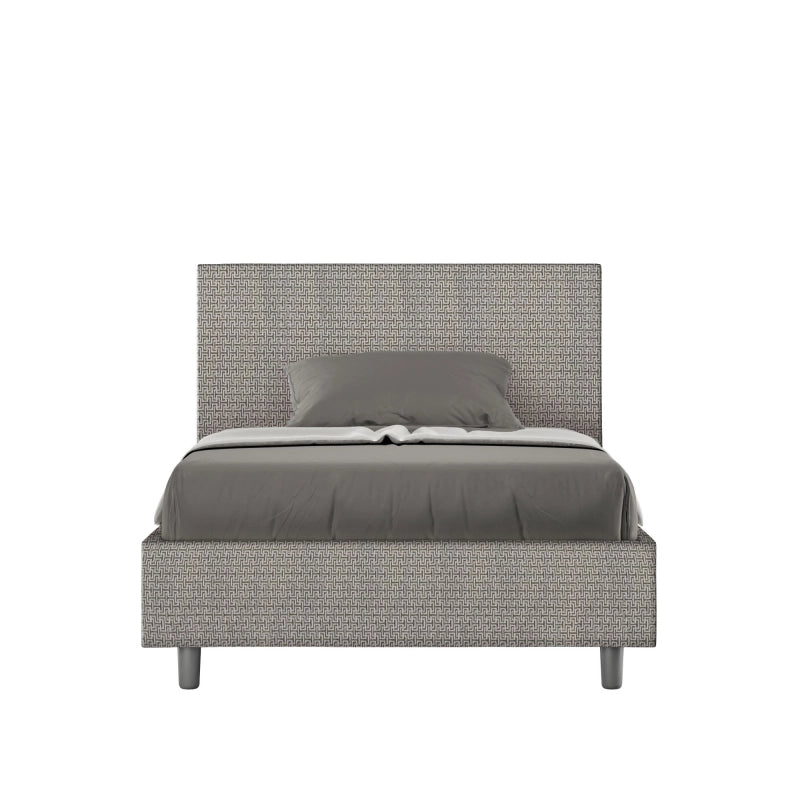 Letto imbottito 1 piazza e mezza 120x190 cm tessuto Labirinto Adele - Senza rete,Grigio