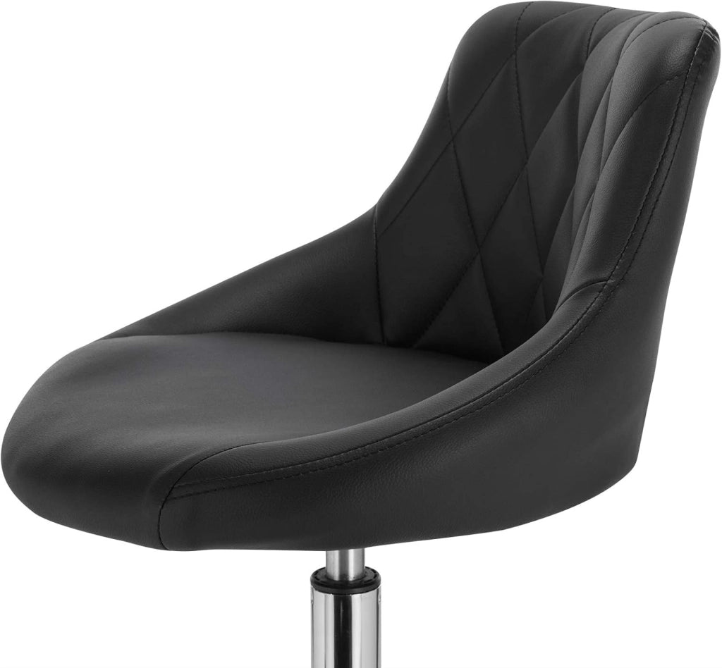 Set di 2 Casa Sedia Alta per Cucina con Schienale in PU, senza Poggiapiedi, l'altezza può essere regolata tra 42-58 cm, Nero, BH241sz-2