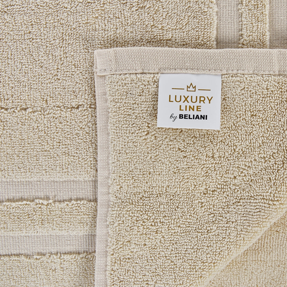 Set di 9 asciugamani bagno in spugna di cotone beige con nappe decorative