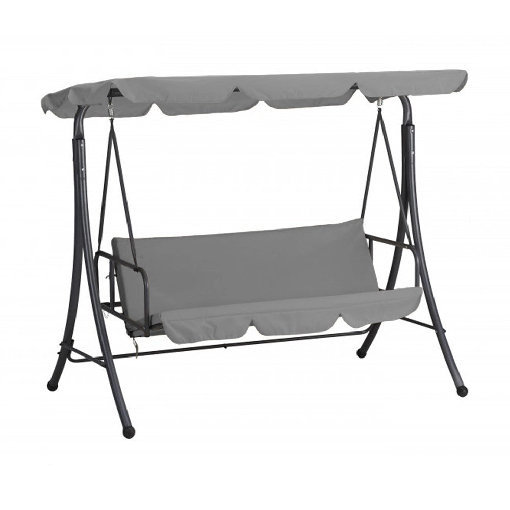 Trade Shop - Dondolo Letto Da Giardino 3 Posti Con Tettuccio Parasole Orientabile Struttura In Acciaio -