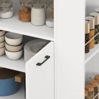 Carrello Cucina in Legno con Ripiano Aperto, Armadietto e Scaffale Laterale, 75x40x80.5 cm, color Rovere e Bianco