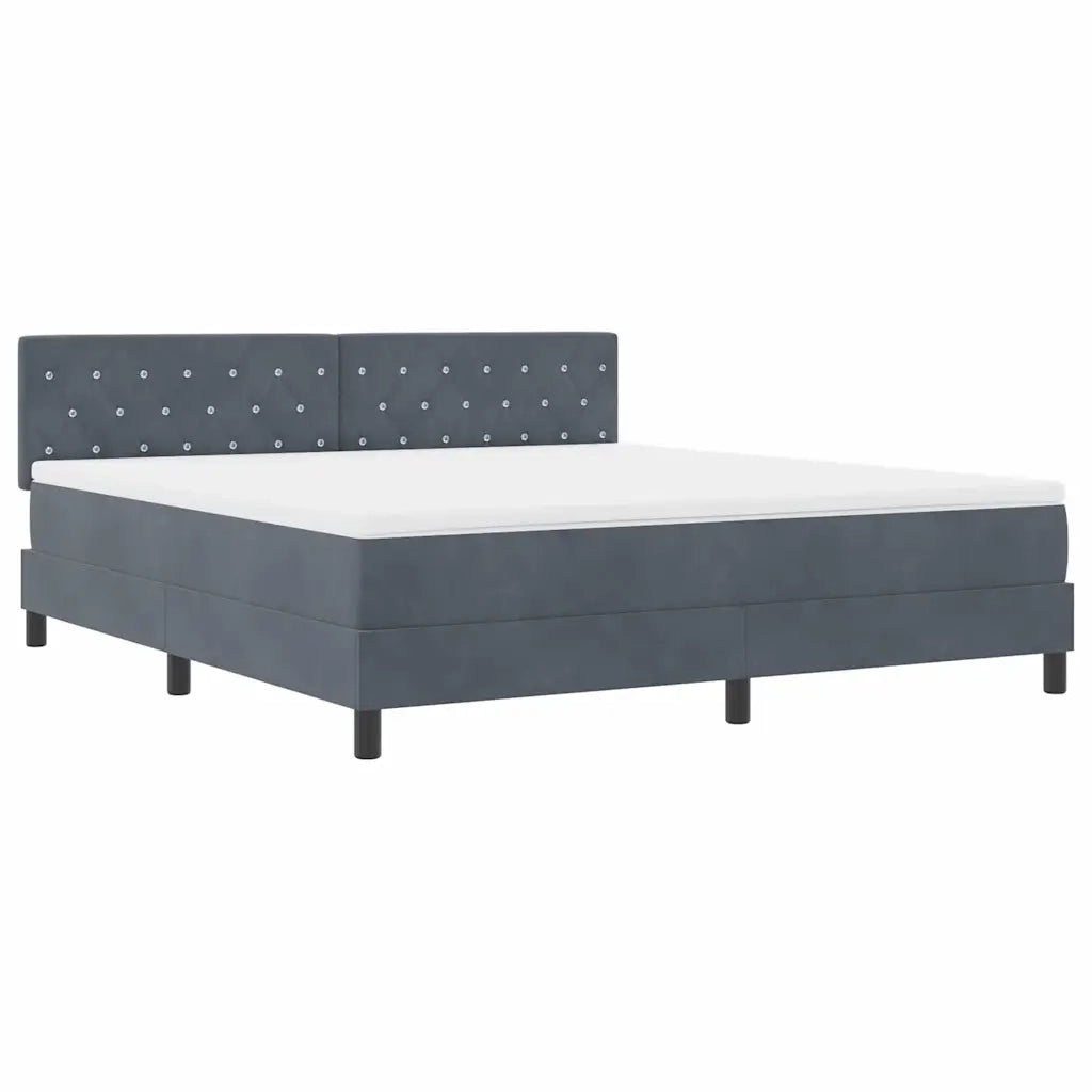 Letto a Sorgente LED con led Grigio scuro 180 x 200 cm Velluto