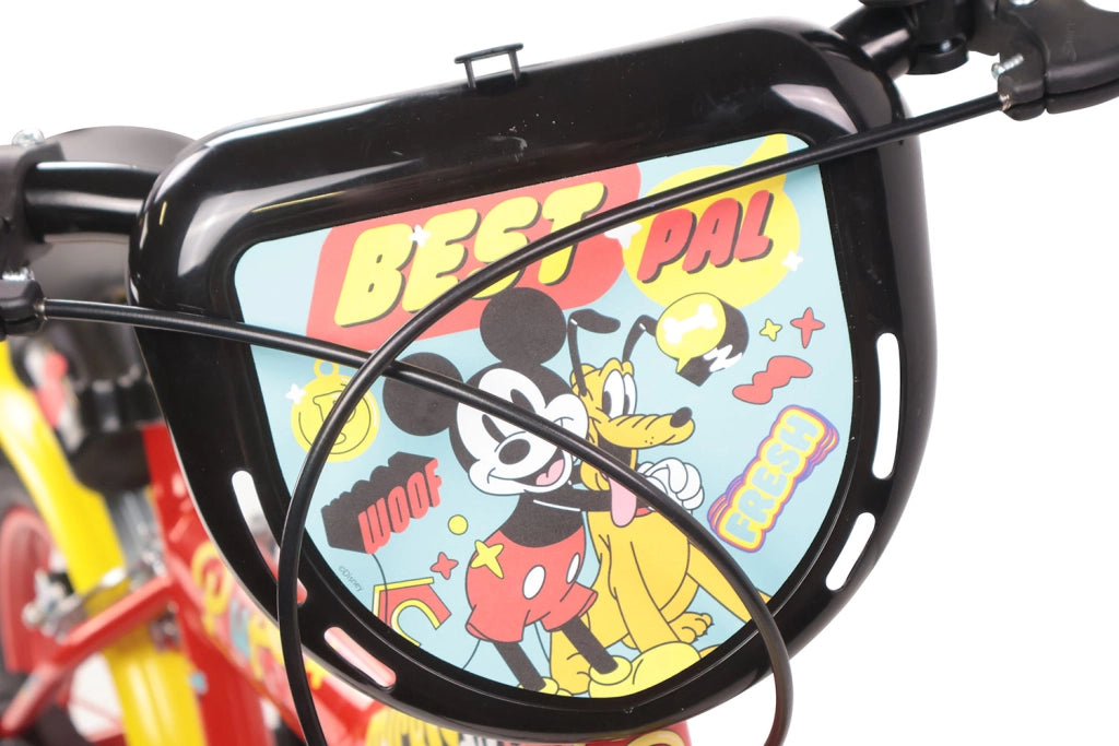 Bicicletta per Bambini 14" Disney Mickey Mouse Freni Caliper e Stabilizzatori in Acciaio Hi-Ten Rosso