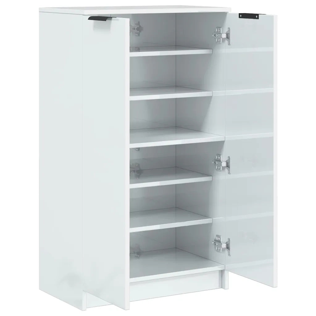 Scarpiera Bianco Lucido 59x35x100,5 cm in Legno Multistrato 811445