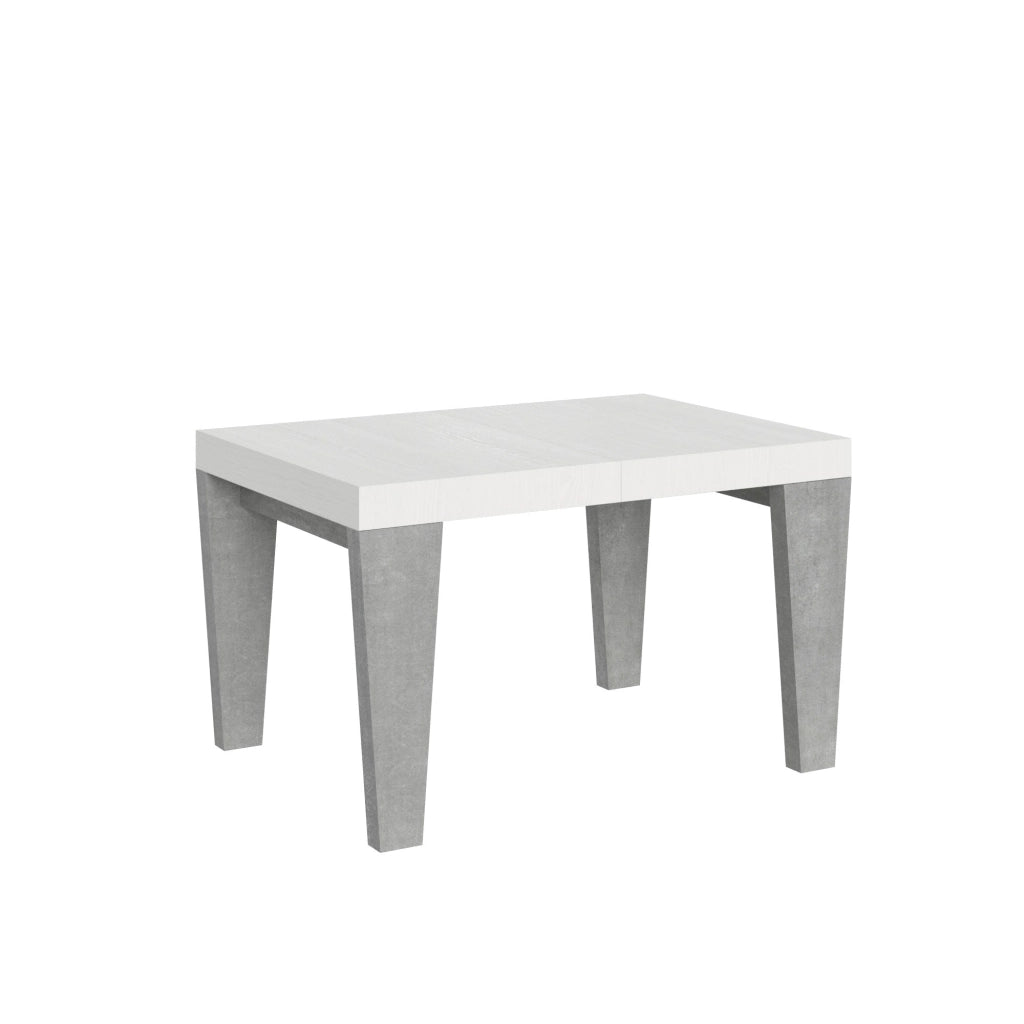 Tavolo Allungabile 130/234x90x77 cm Spimbo Mix  piano Bianco Frassino gambe Cemento