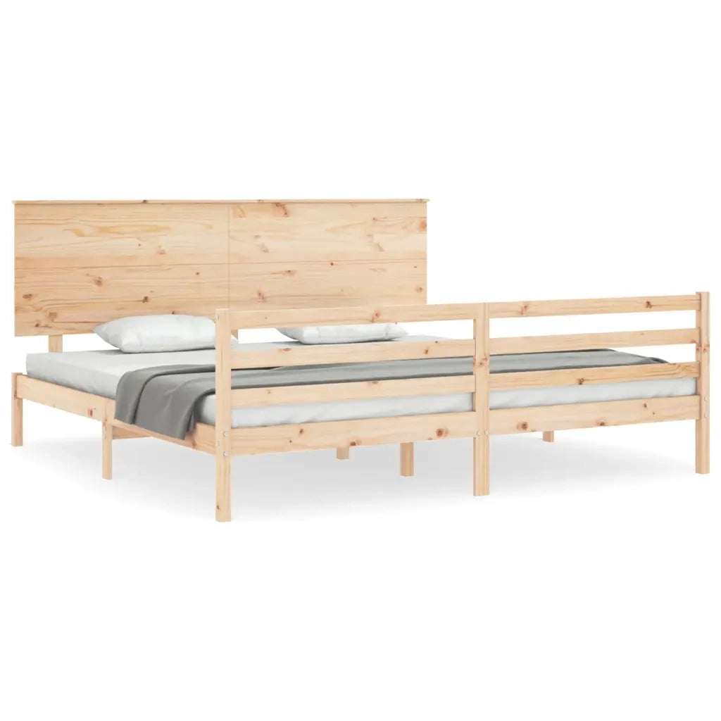 Giroletto con Testiera-Struttura Letto con testiera 200x200 cm in Legno Massello 483956