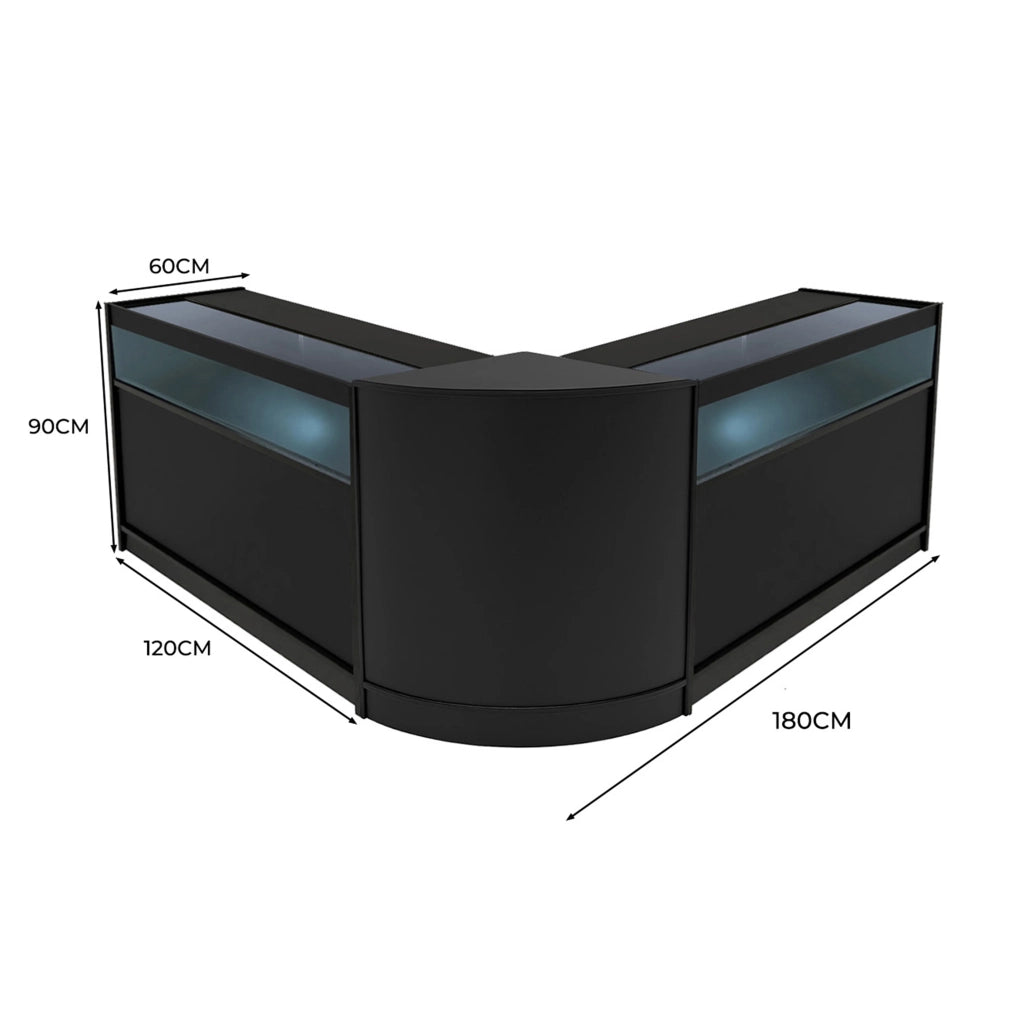 Set Banconi Negozio Iris LED B1200 CM60 Nero con Vetrina e Serratura