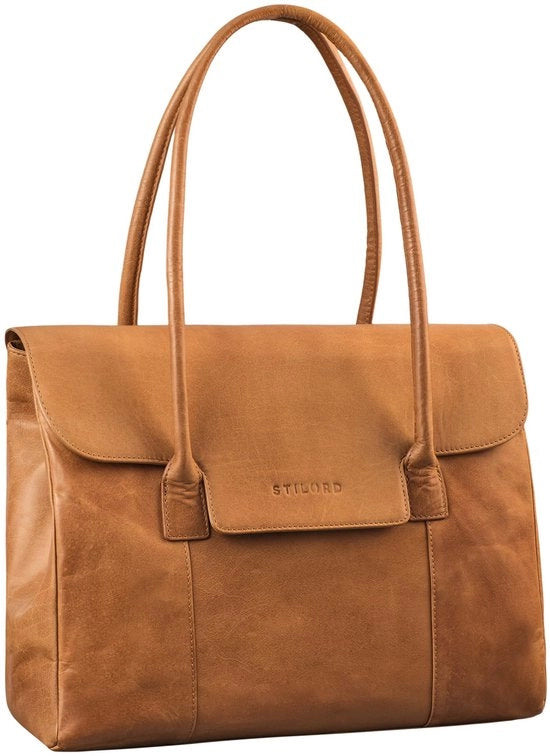 Borsa a spalla grande per donna in pelle vera, colore: tropico - marrone
