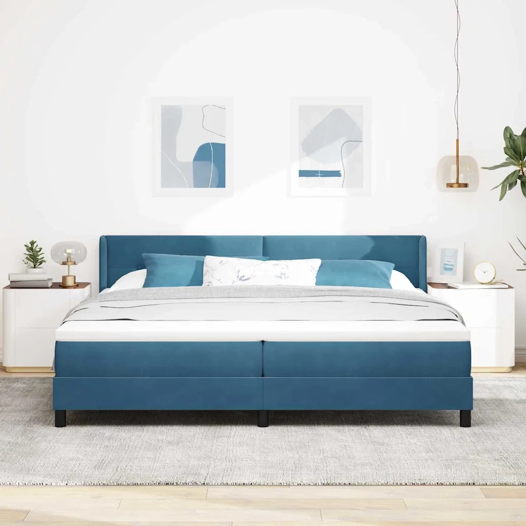 Letto a molle con testiera Blu Scuro 200 x 200 cm Velluto 3341490