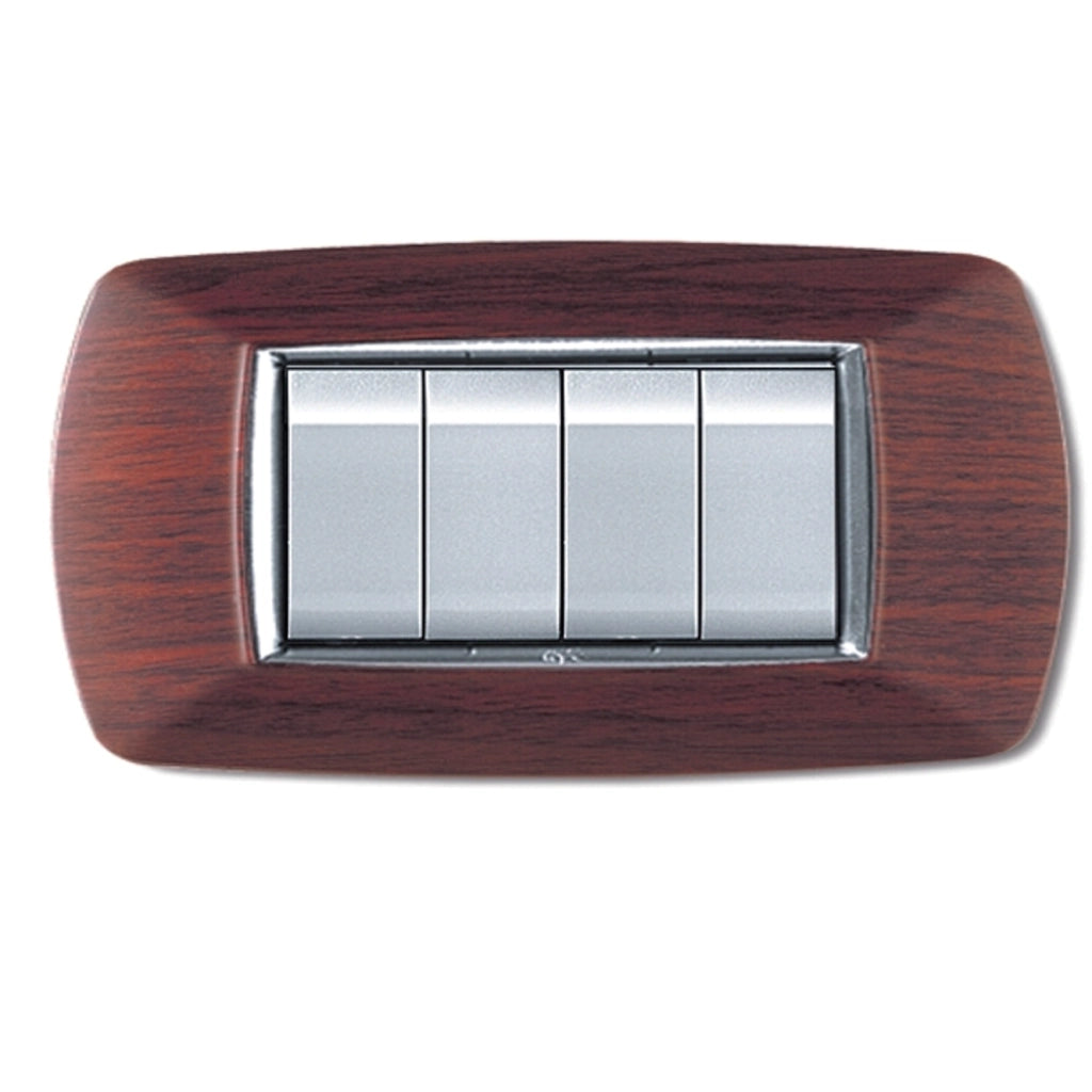 PLACCA LIFE LIVING PLAST LEGNO SCURO 4P- ELETTROCANALI- 1,0 pz