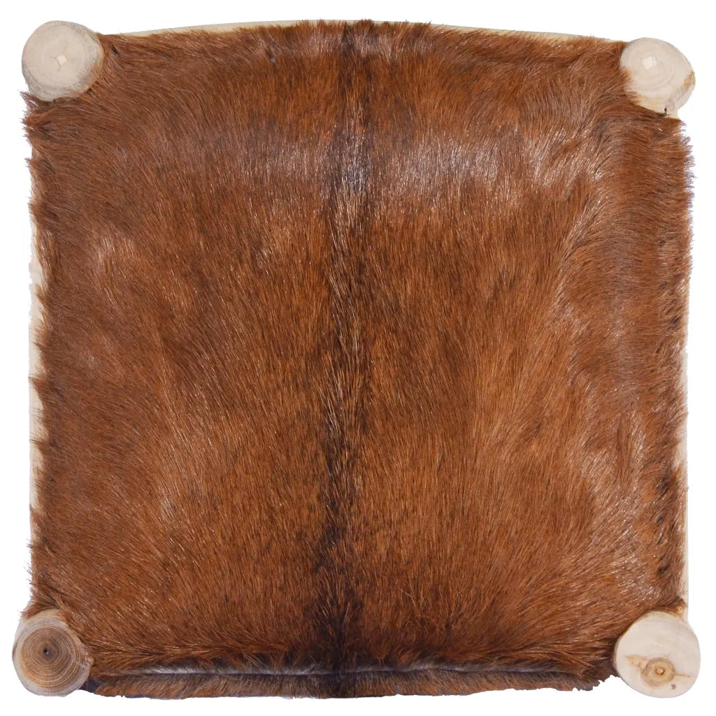 Sgabello da Bar in Vera Pelle di Capra e Legno Massello di Teak 288810