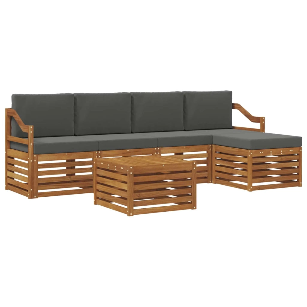 Set di divani da esterno con cuscino 6 pcs Naturale e Antracite 3374707