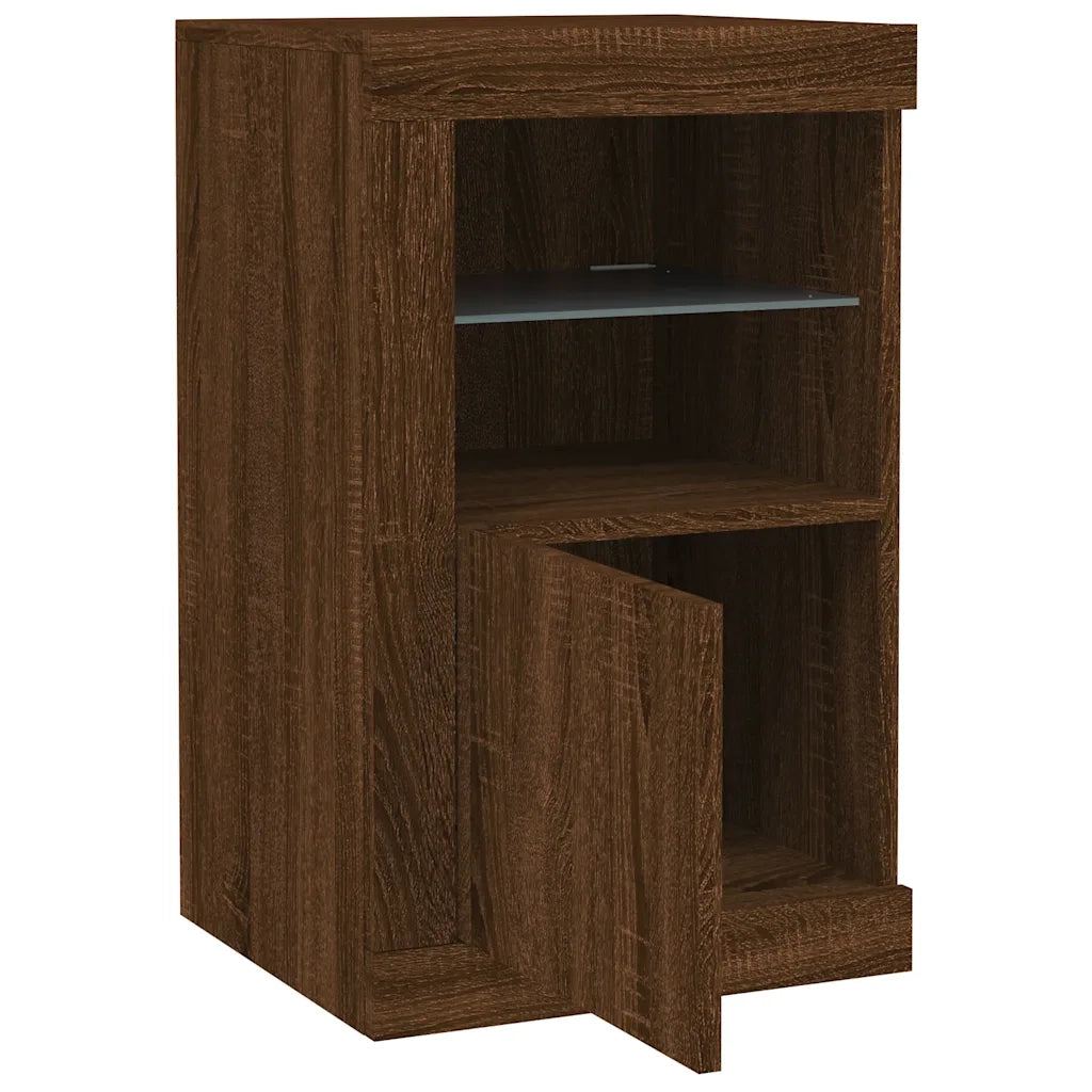 Armadietto con Luci LED Rovere Marrone in Legno Multistrato 836642