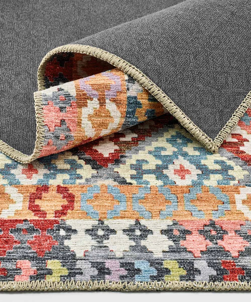 Tappeto arredo casa ANATOLIA KILIM 07 cm.115x175 riproduzione disegno persiano classico in stile vintage. Tappeto lavabile e antiscivolo per ingresso, soggiorno, camera da letto.