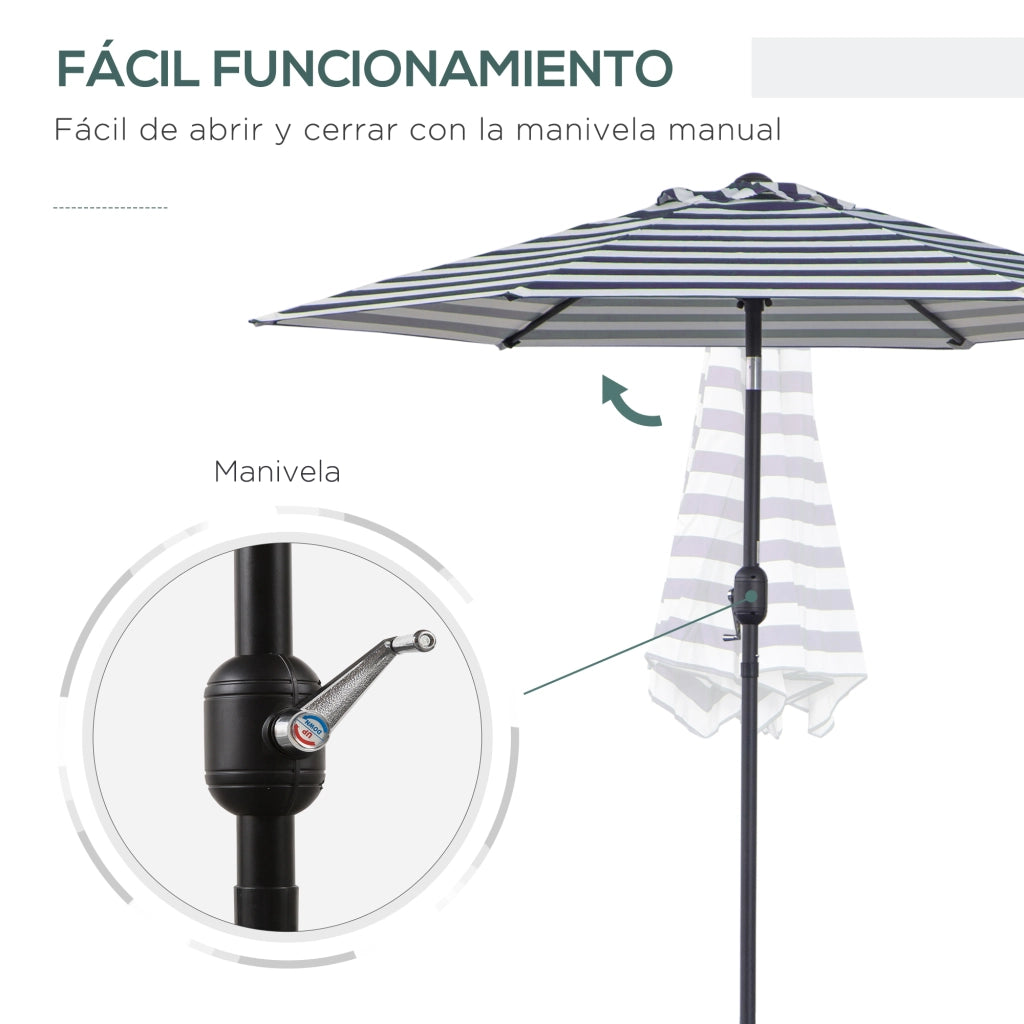 Ombrellone da Giardino ¨C Zephmum ¨C Blu e Bianco ?230x216 cm