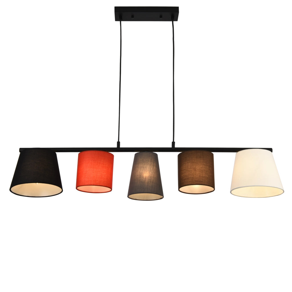 [lux.pro] Lampada da Soffitto a 5 Luci Lampada a Sospensione Paralume Tessuto Multicolore E14 40W