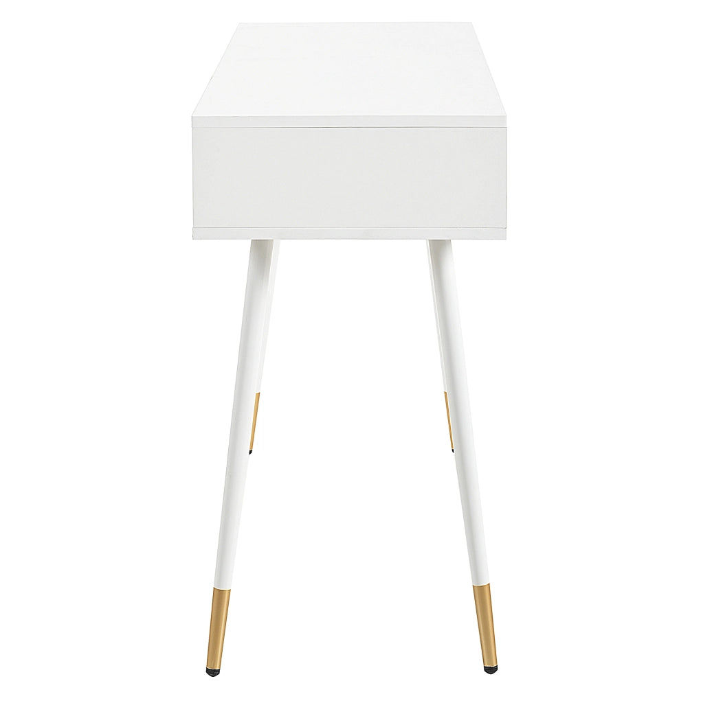 Tavolo da trucco bianco con 2 cassetti e gambe in metallo
