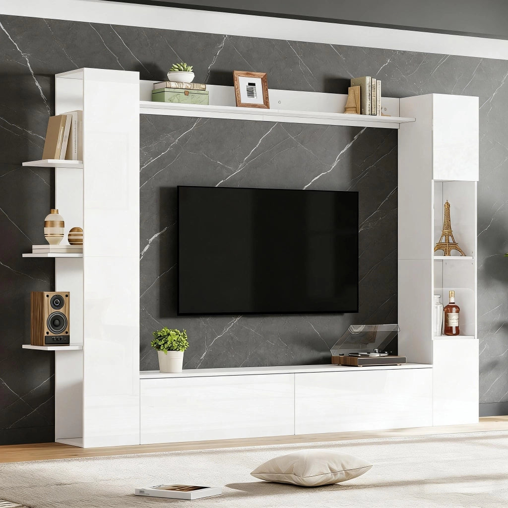 Cassettiera per TV bianca in truciolato 228 cm