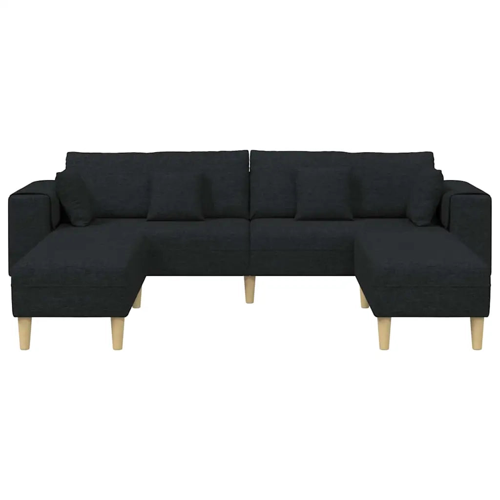 vidaXL Divano in tessuto con cuscino 3 pcs Nero 208 cm Tessuto