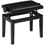 Panca per pianoforte, sgabello per pianoforte, regolabile in altezza, elegante in pelle sintetica+legno di gomma, nero, 63 x 33 x 56cm