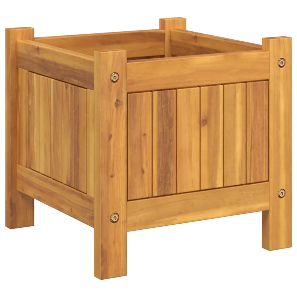 Fioriera Giardino con Rivestimento 31x31x30 cm Massello Acacia 366428