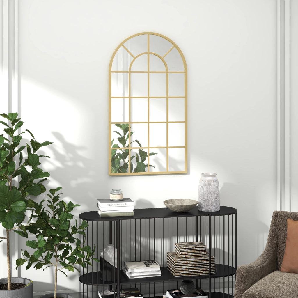 Specchio a parete stile industriale con cornice metallica ¨C zephmum ¨C 110x65 cm dorato