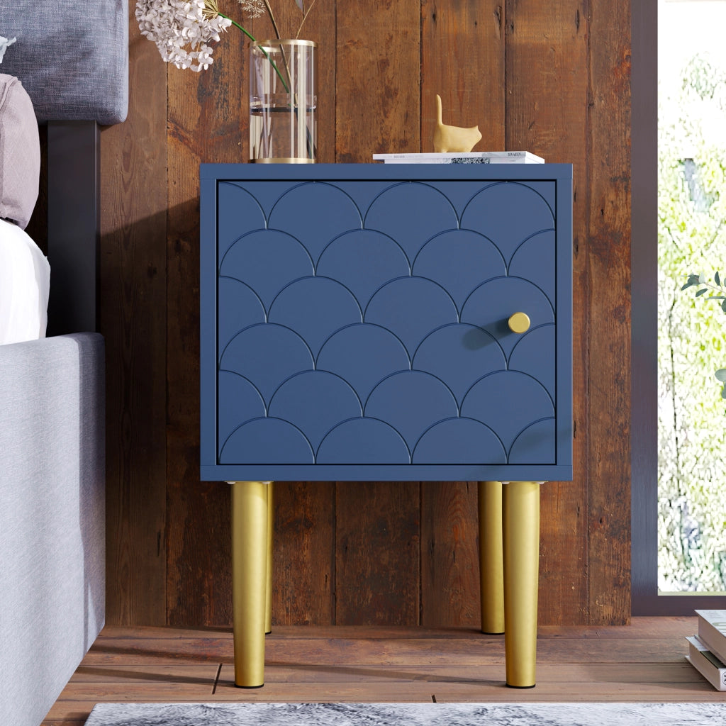 COMODINO Set da 2 pezzi 35 x 35 x 51 cm Blu navy in pannello di legno e metallo