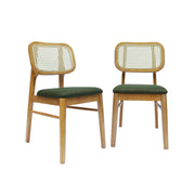 Set 2 sedie bohemien in legno di hevea e impagliatura, marrone