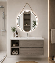 Mobile bagno con lavabo ORIGENBATH ZEUS senza specchio 100x40 cm Sinistra rovere smoky