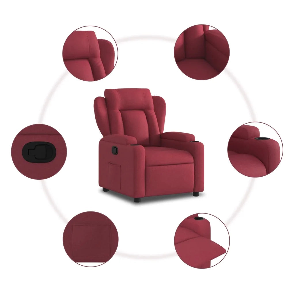 Divano Sedia-Poltrona Reclinabile in Tessuto Rosso Vino 333029