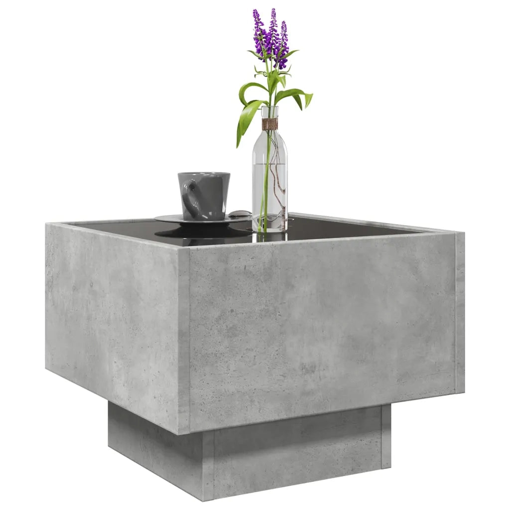 Tavolino da salotto | Tavolino da caff¨¨ | Tavolino da Soggiorno con LED Grigio Cemento 40x40x30cm in Legno Multistrato
