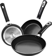 Set di Padelle in Alluminio con Superficie Antiscivolo - 3-Del Set di Padelle con Base Induttiva, 20 cm, 24 cm e 28 cm, Nero