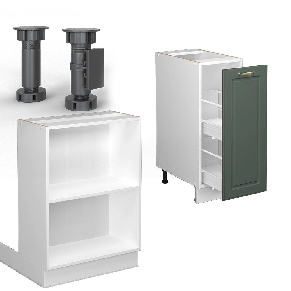 Isola cucina Fame-Line Verde-oro rustico/Bianco 90 cm con cassetto, senza piano di lavoro Vicco