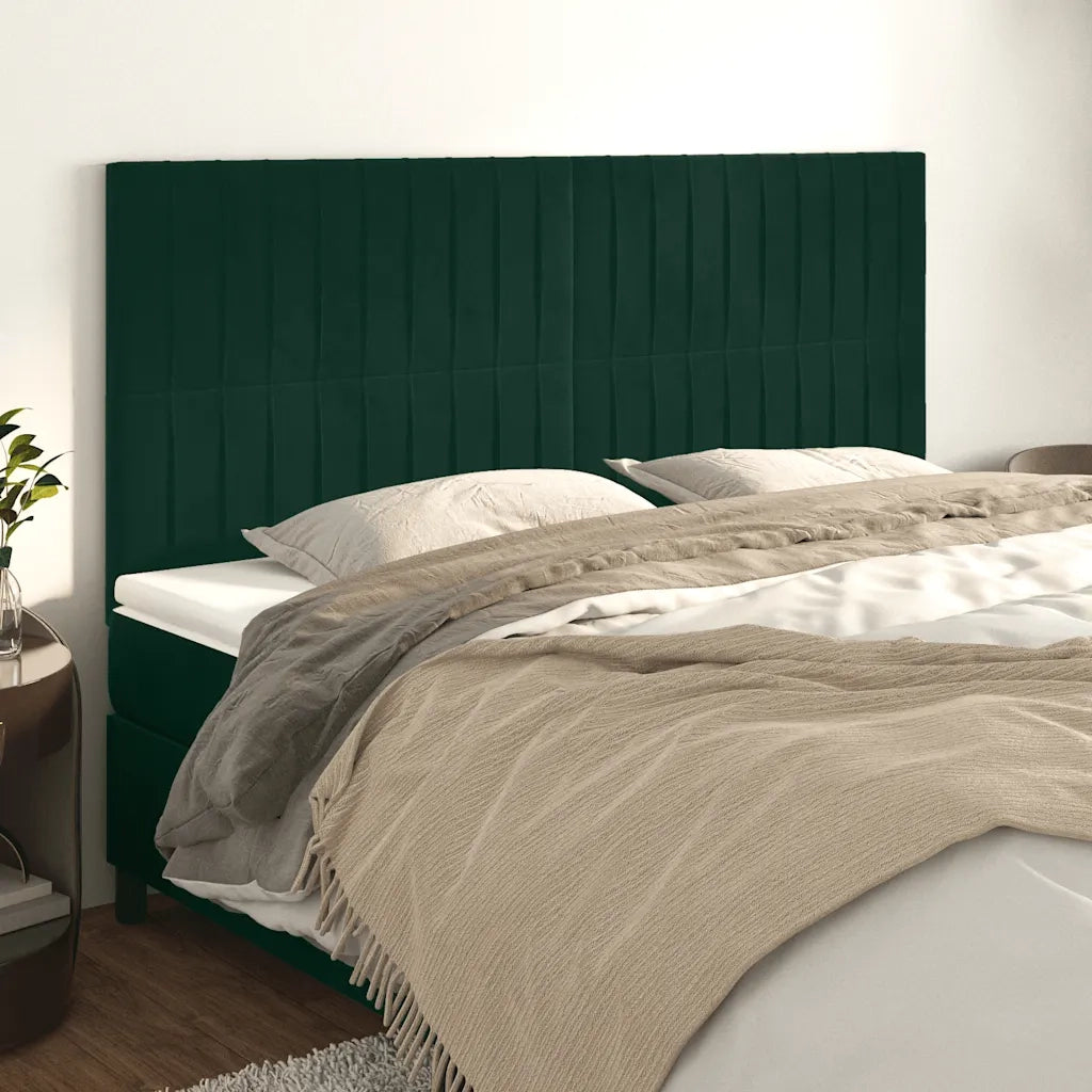 Testiera | Testata Verde Scuro 160x5x118/128 cm Velluto