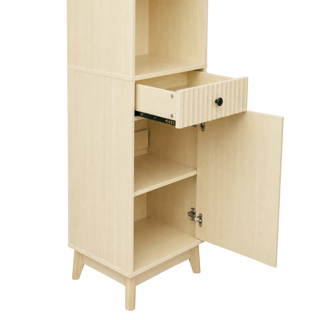 Mobile da bagno con anta reversibile e cassetto - per bagno - MDF - 40×36×172 cm - naturale