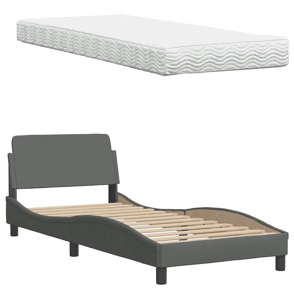 Letto con Materasso Grigio Scuro 80x200 cm in Tessuto 3310700