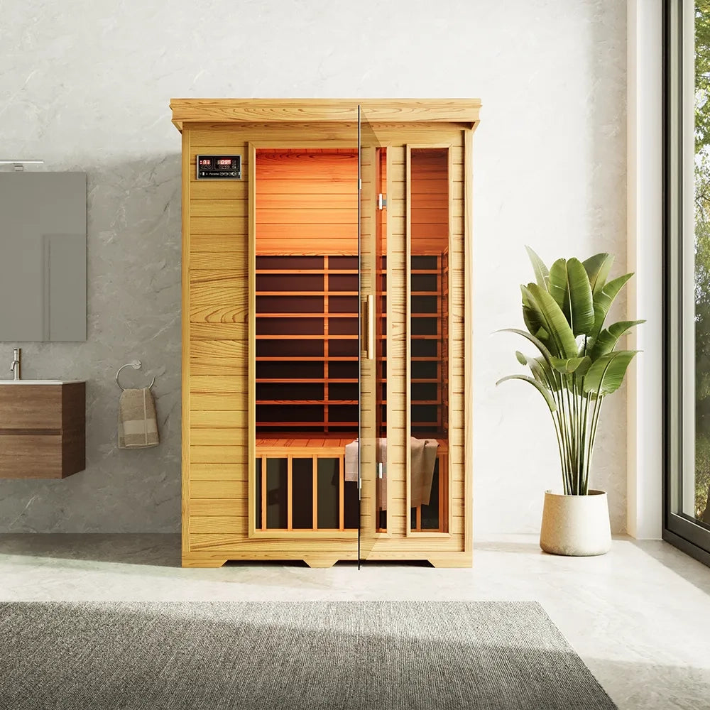 Sauna ad infrarossi 95x126 cm H195 in legno di cedro con radio integrata | Savon