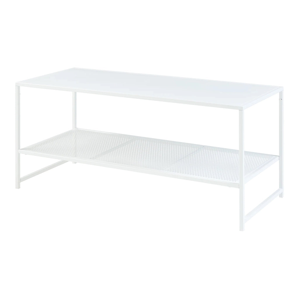 Tavolino/consolle con ripiano in acciaio 102 x 43 x 46 cm bianco opaco 03_0010782