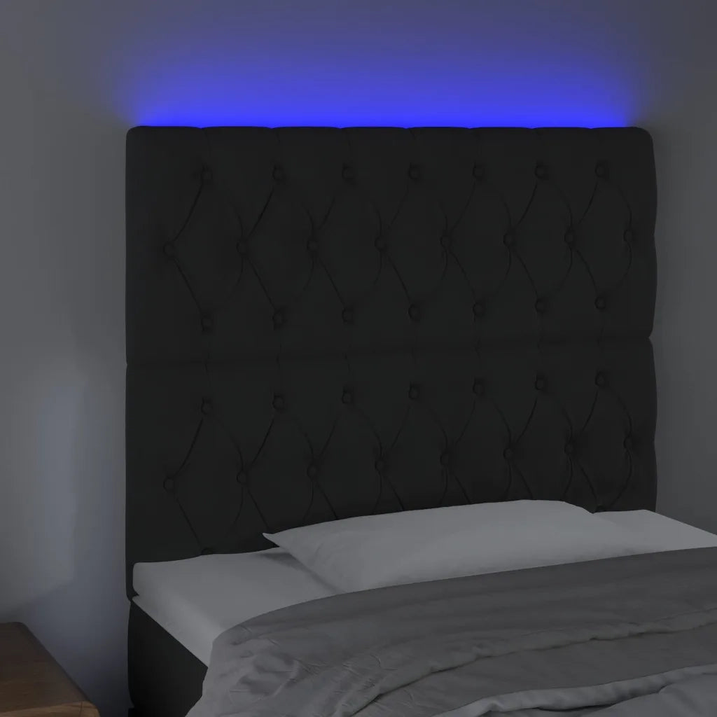 Testiera | Testata a LED nero 90x7x118/128 cm in Velluto